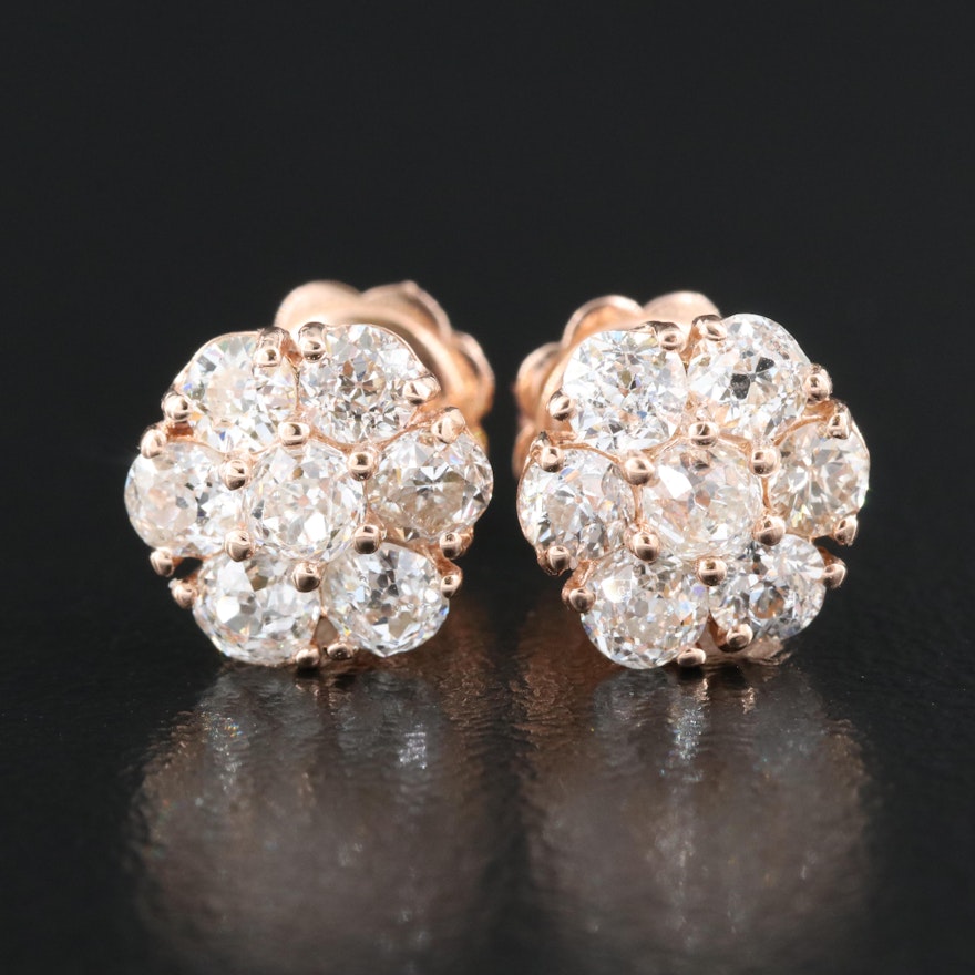 14K Rose Gold 1.54 CTW Diamond Stud Earrings