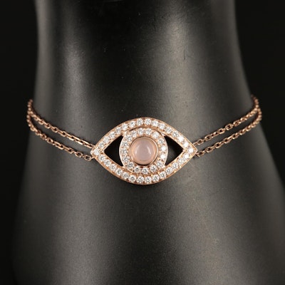 Netali Nissim 18K Rose Gold Glass and Diamond Evil Eye Bracelet