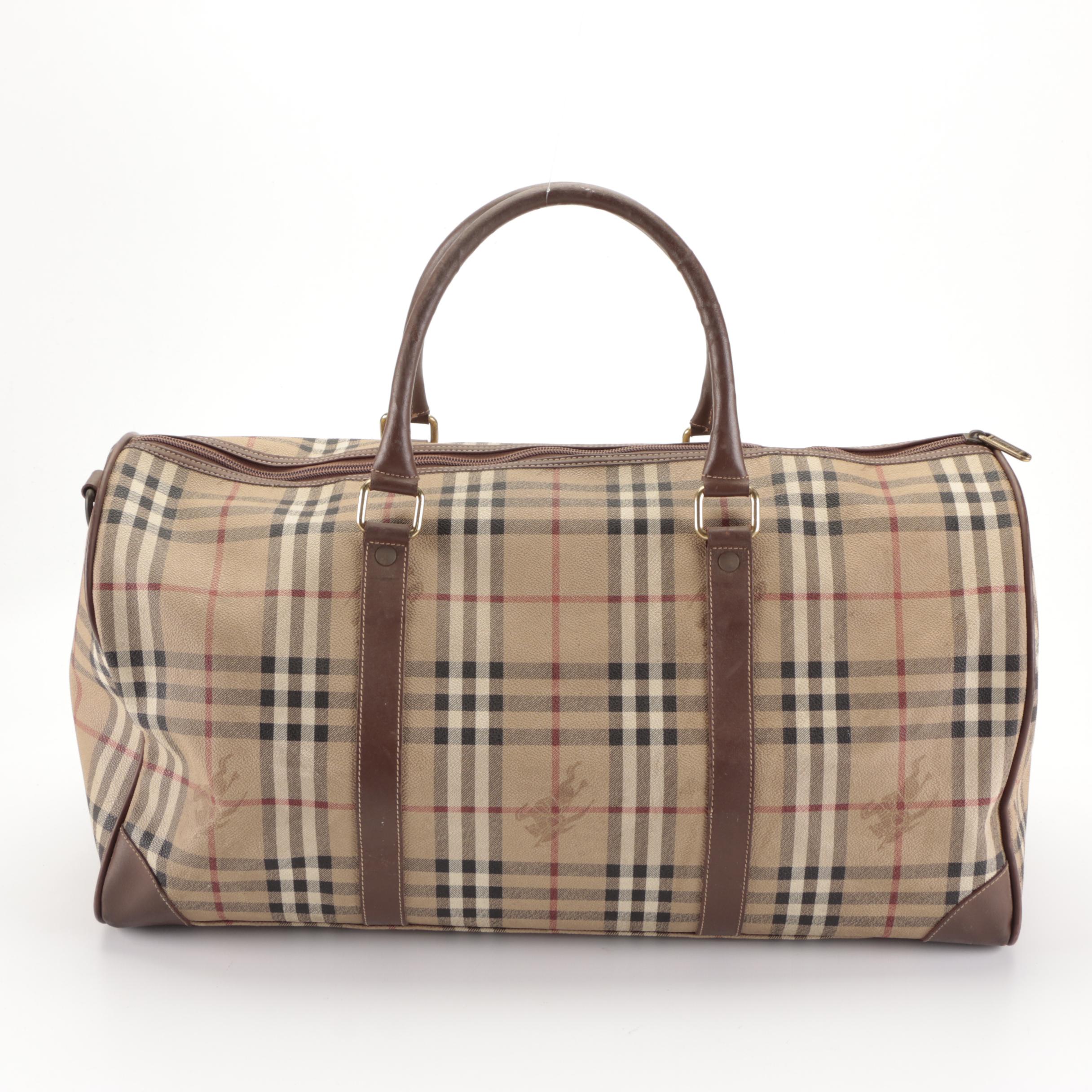 Burberrys Duffle Bag in Haymarket Check Coated Canvas/Leather with