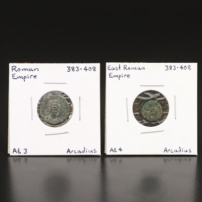 Two Ancient Late Roman Imperial Coins of Arcadius, ca. 408 AD