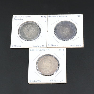 Collection of Three German Empire Two Mark Coins