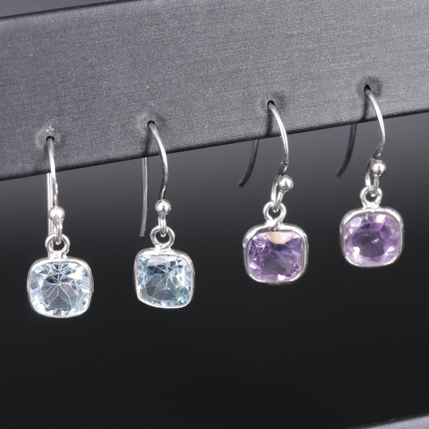 Sterling Silver Earring Collection Featuring Topaz