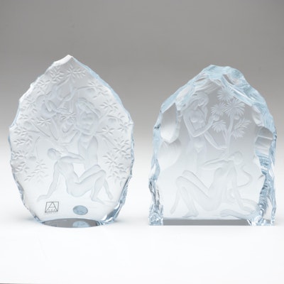Ladislav Ježek and Ateliér Veselouš Garden of Eden Engraved Czech Crystal Blocks