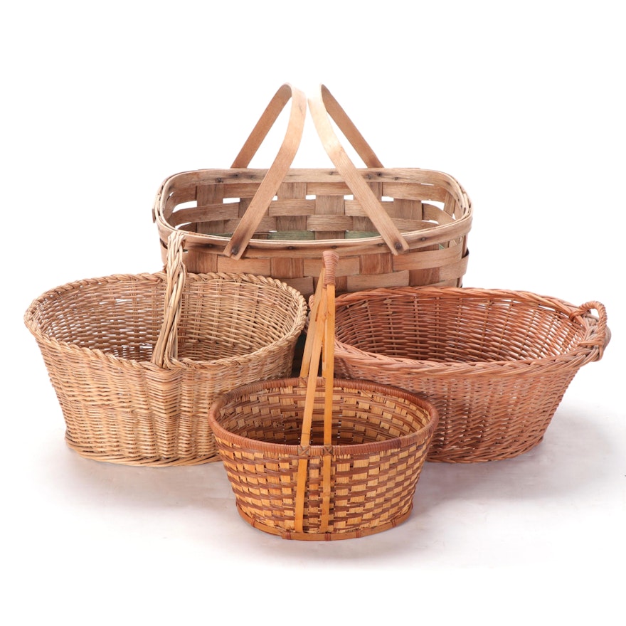 Splint Woven and Wicker Handled Baskets