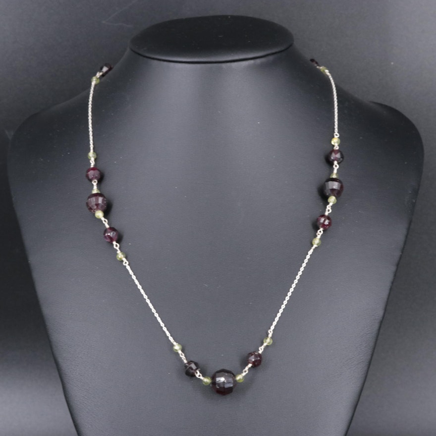 Sterling Silver Necklace Featuring Gemstones