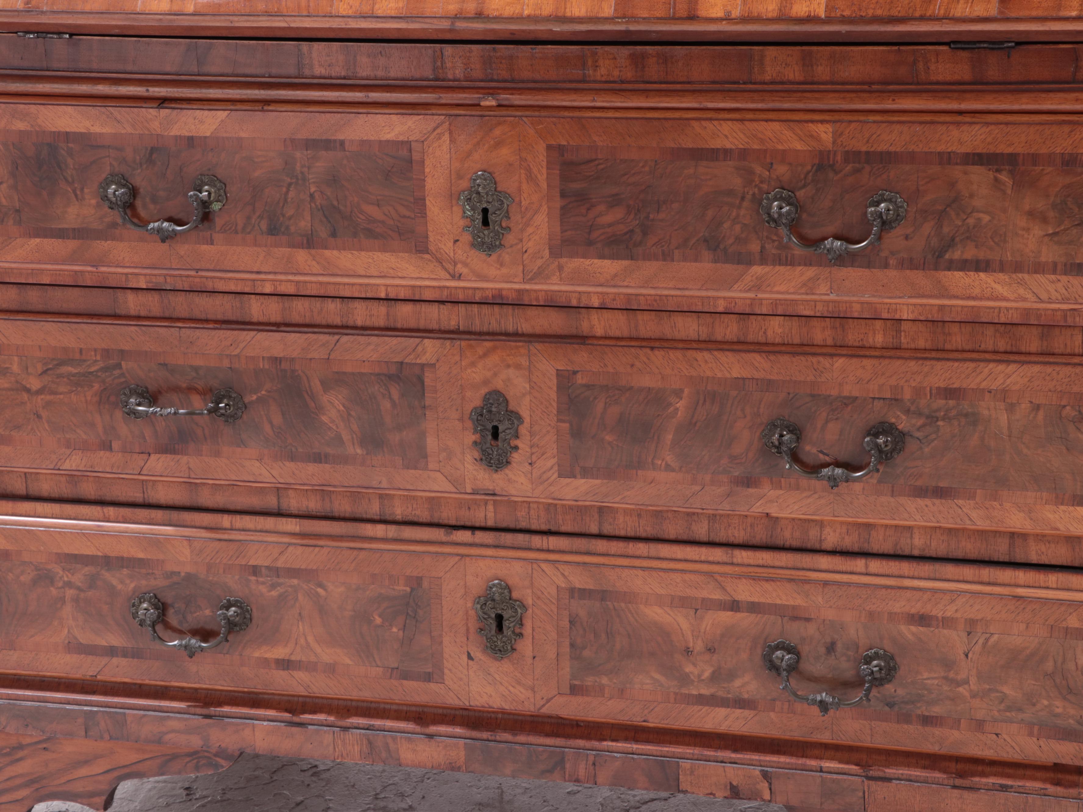 German Baroque Walnut And Crossbanded Bureau Cabinet, 18th Century | EBTH