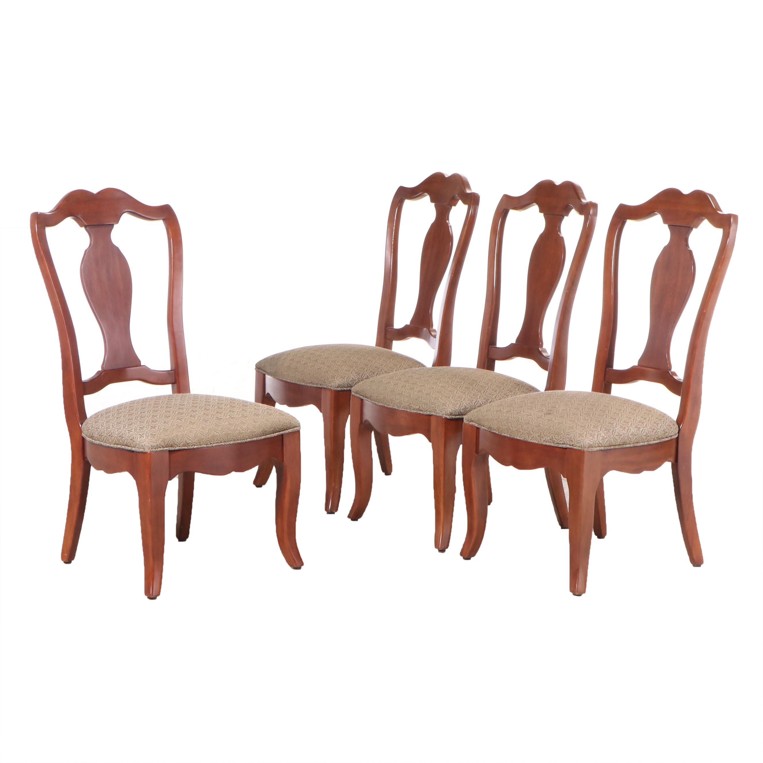Four Thomasville French Provincial Style WalnutStained Dining Chairs