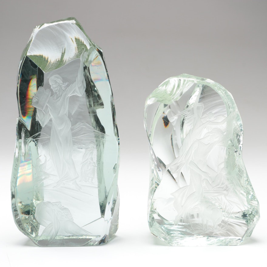 Ladislav Ježek Biblical Engraved Crystal Blocks