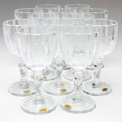 Moser "Maria Theresa" Cut and Engraved Czech Crystal Water Goblets, Late 20th C.