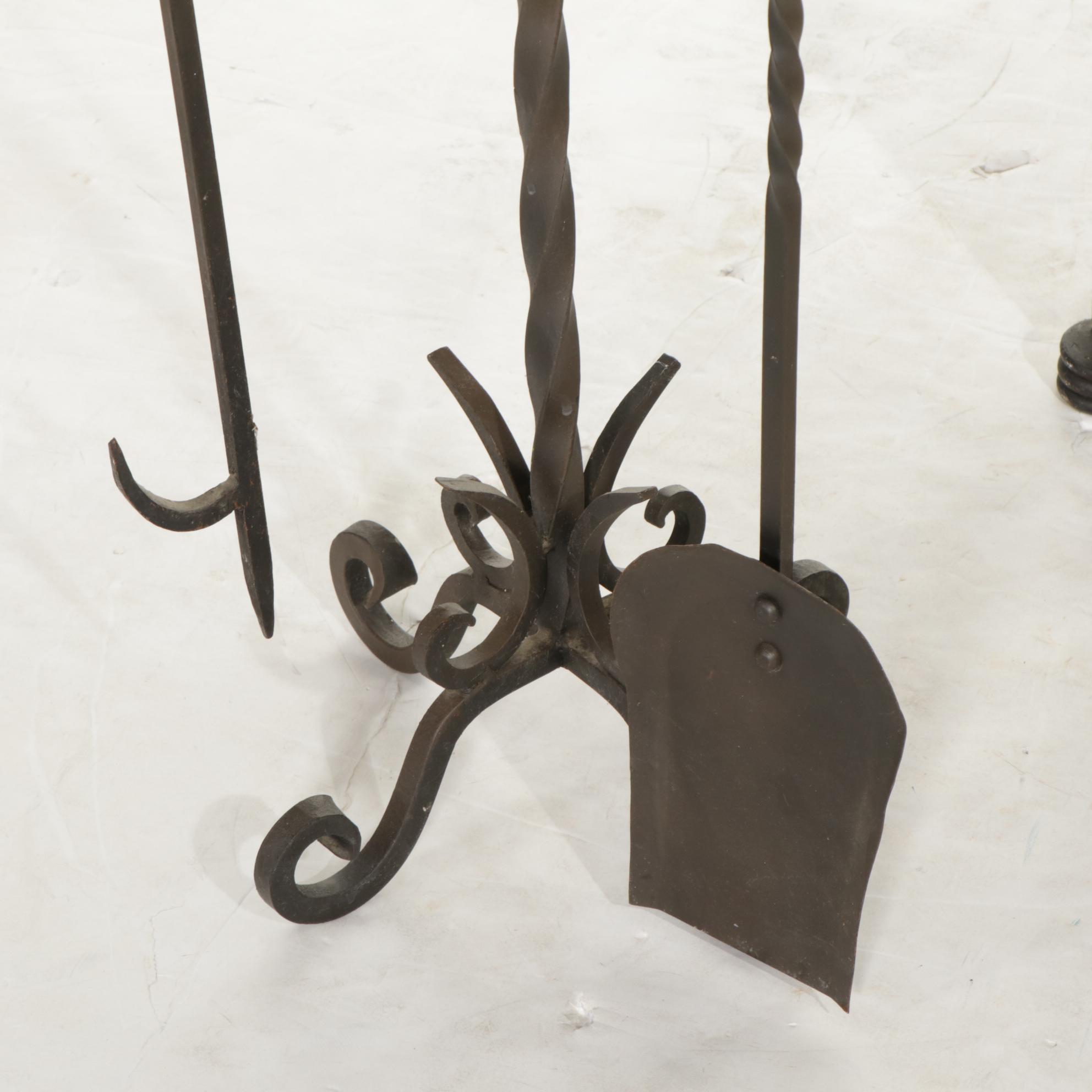 Wrought Iron Fireplace Screen and Tool Set EBTH