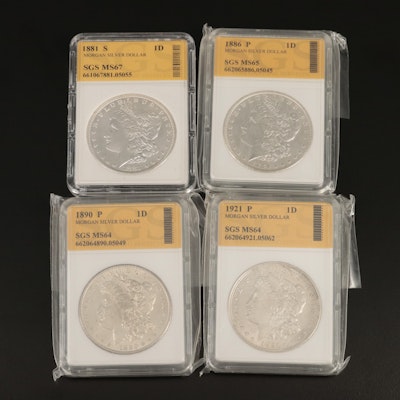 Group of Four Morgan Silver Dollars Including an 1890