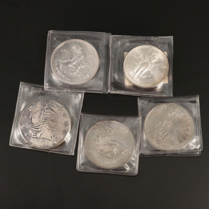 Five One Ounce .999 Silver Rounds