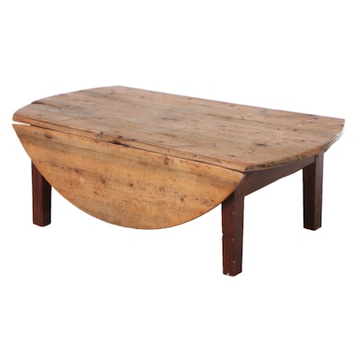 English Pine Drop-Leaf Coffee Table, 19th Century, Adapted