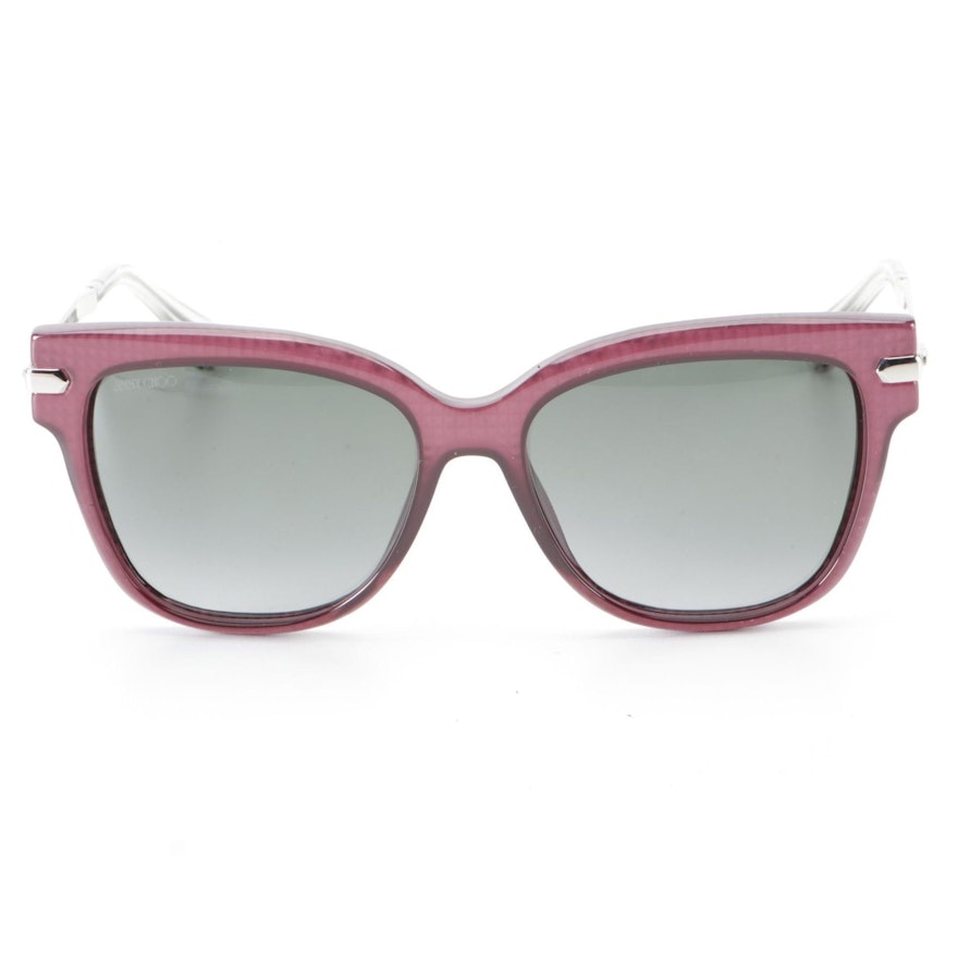 Jimmy Choo Ara Translucent Violet/Clear Horn Rim Sunglasses with Case