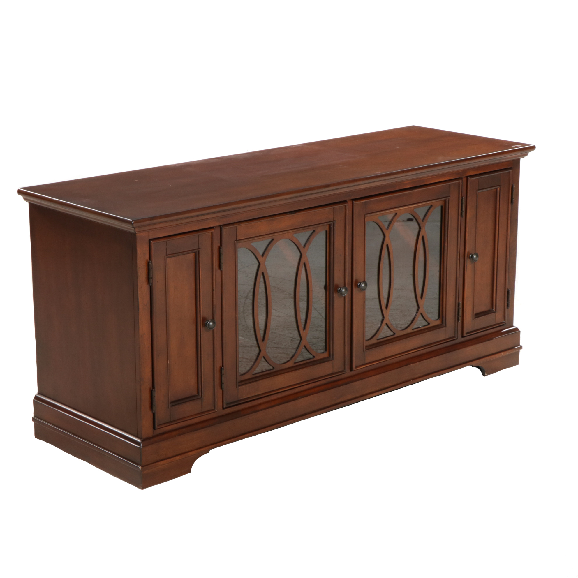 Riverside Furniture Mahogany-Stained Wood and Glass Door Media Cabinet ...