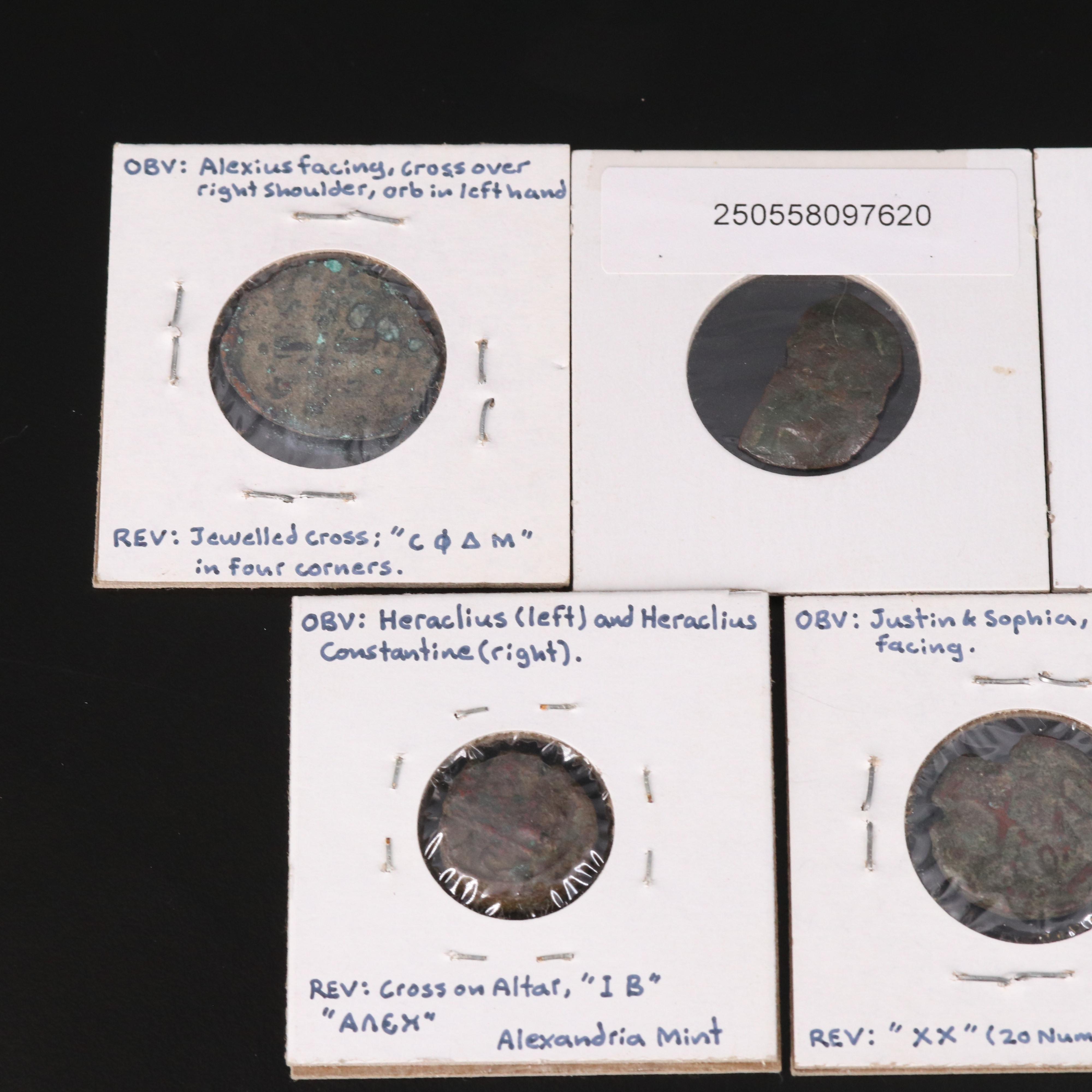 Five Ancient Byzantine Bronze Coins EBTH