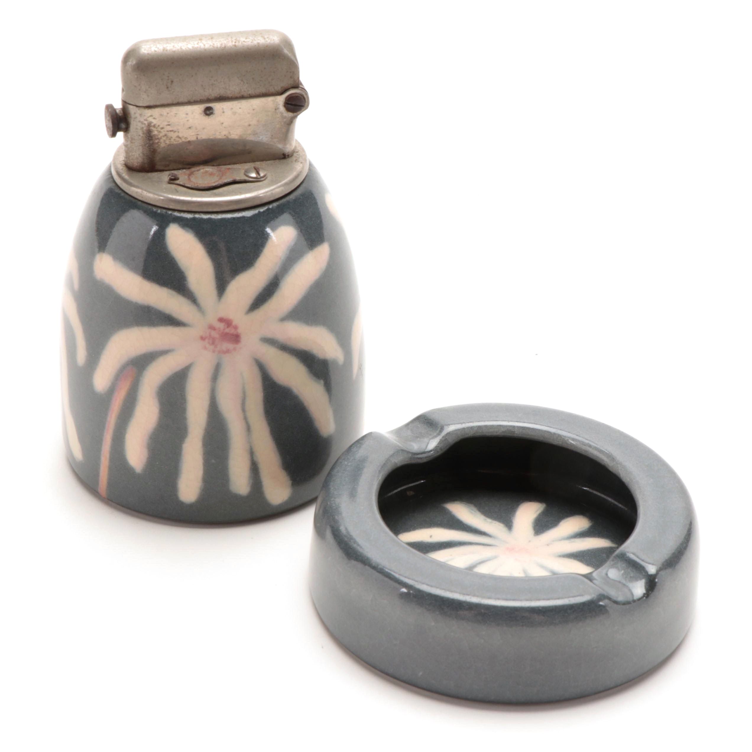 Lois Furukawa for Rookwood Pottery Floral Motif Table Lighter and