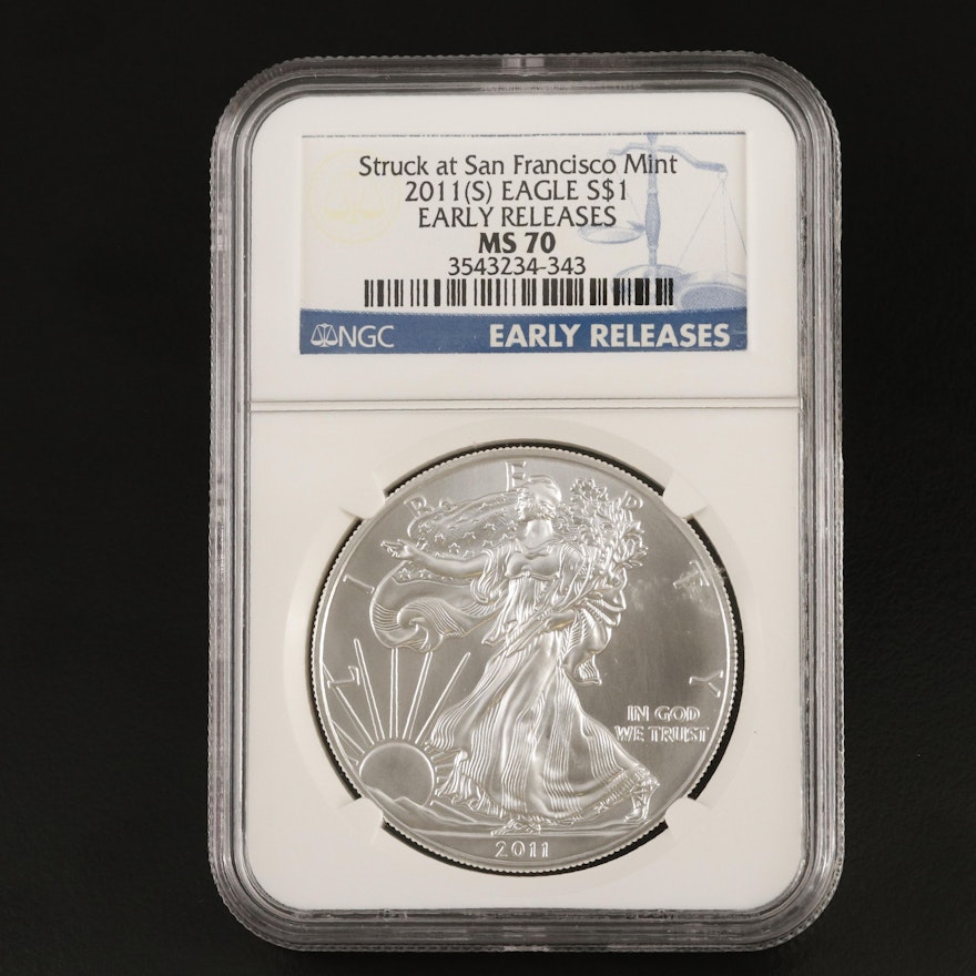 NGC Graded MS70 2011(S) Early Releases $1 U.S. Silver Eagle