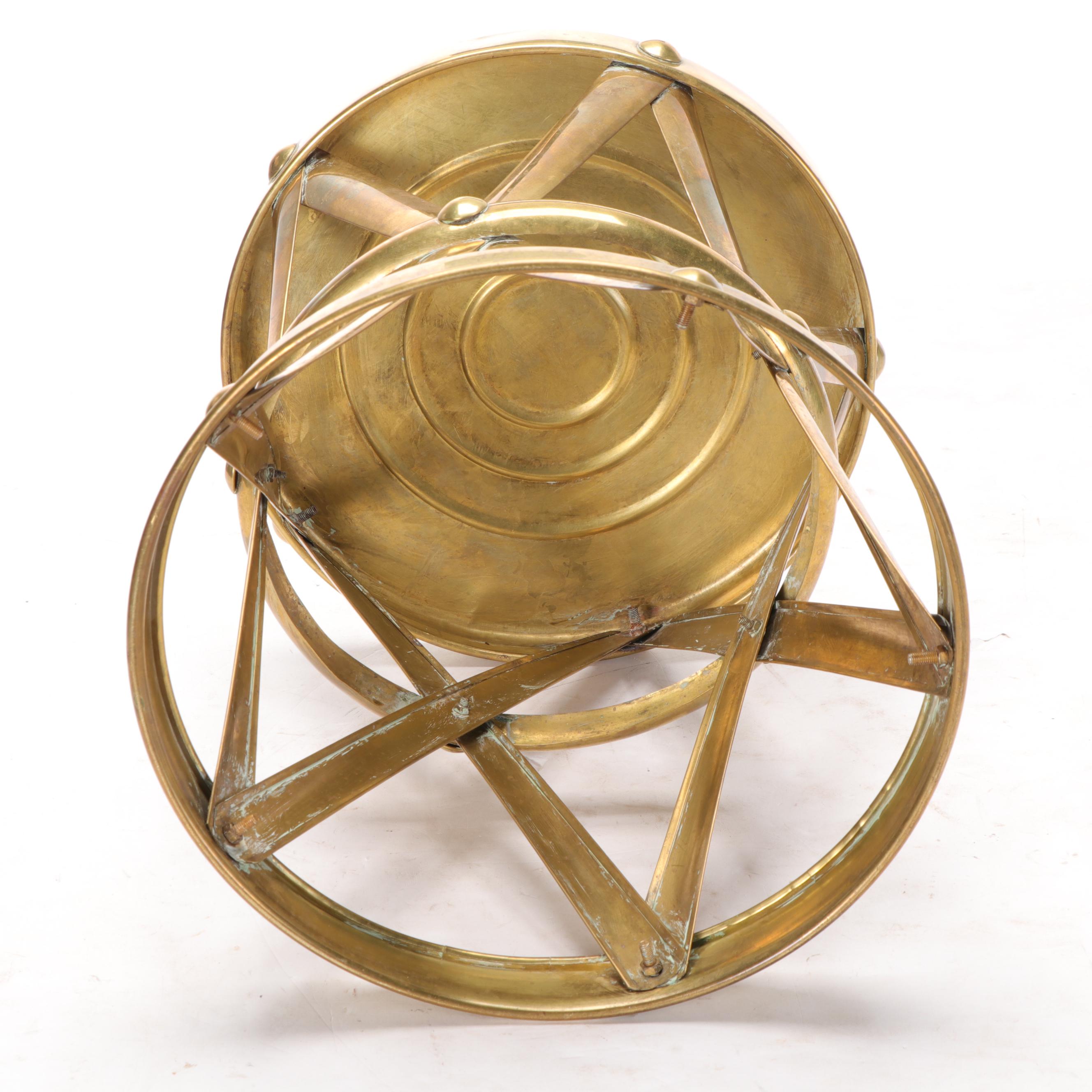 Brass Metal Drum Side Table EBTH