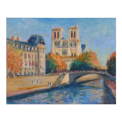 Nino Pippa Oil Painting "Paris - Notre Dame," 2016