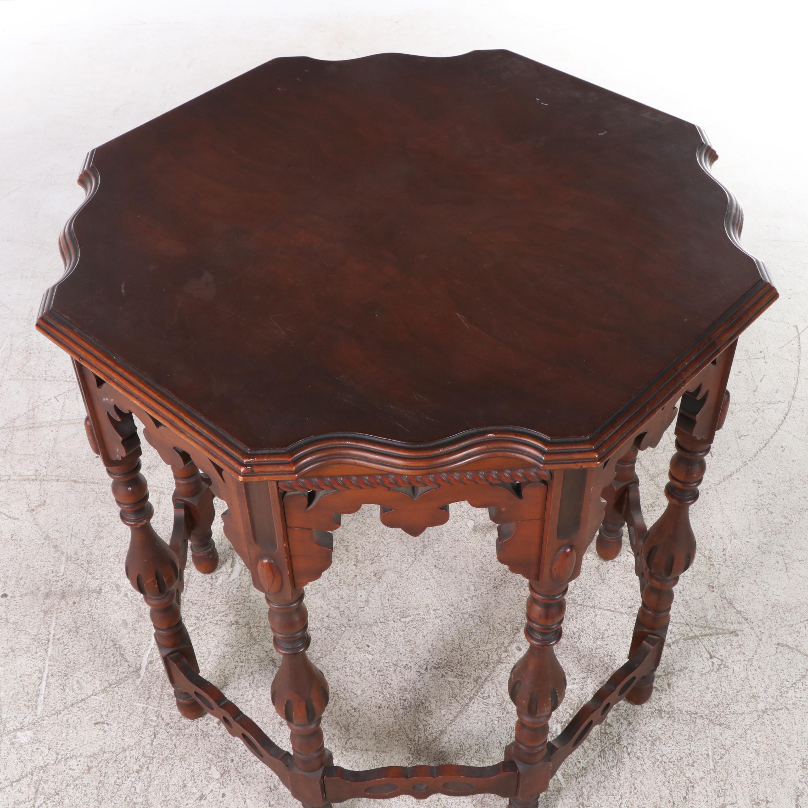 St. Johns Tables Jacobean Revival Walnut Side Table, circa 1930 EBTH