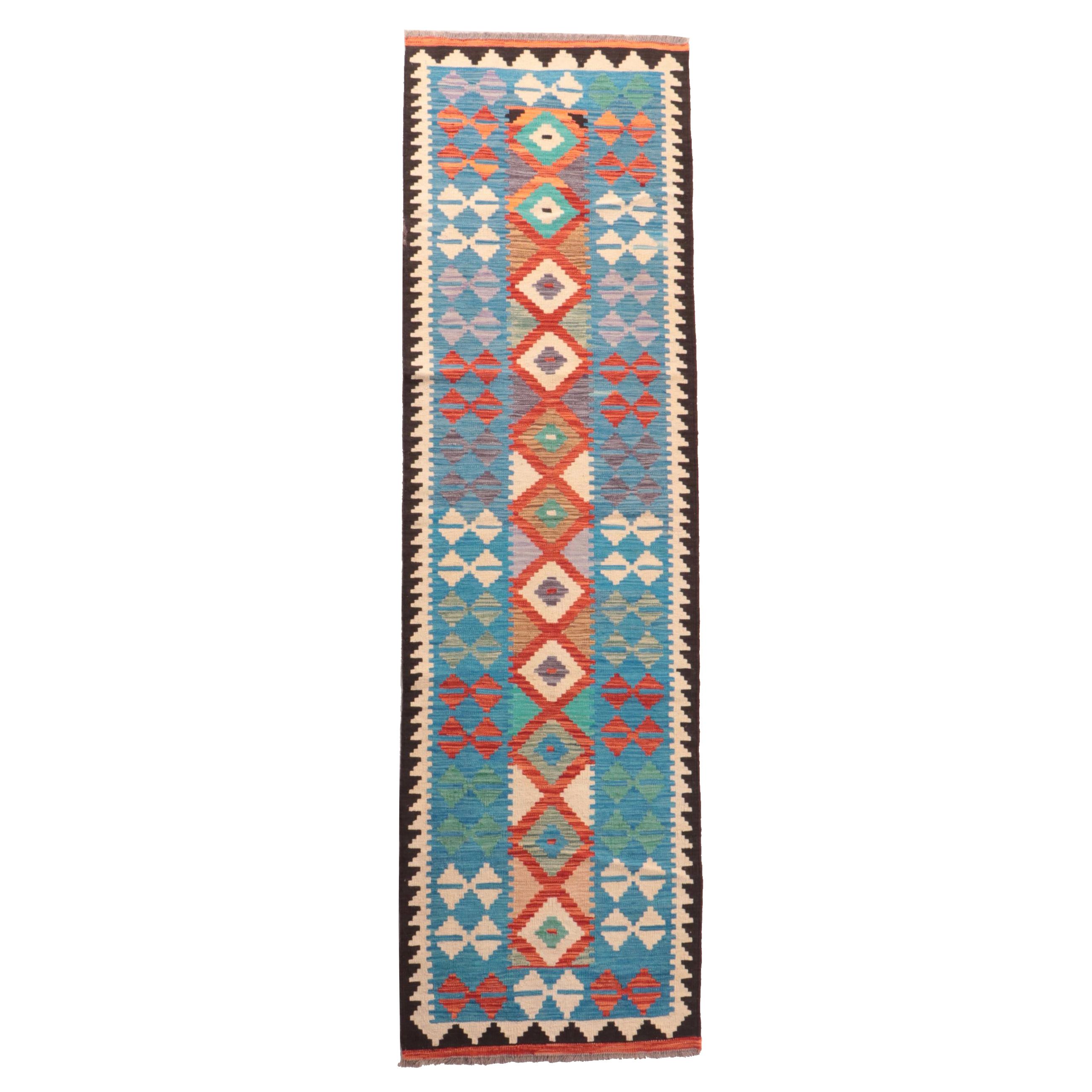 2'11 x 9'10 Handwoven Pakistani Kilim Carpet Runner EBTH