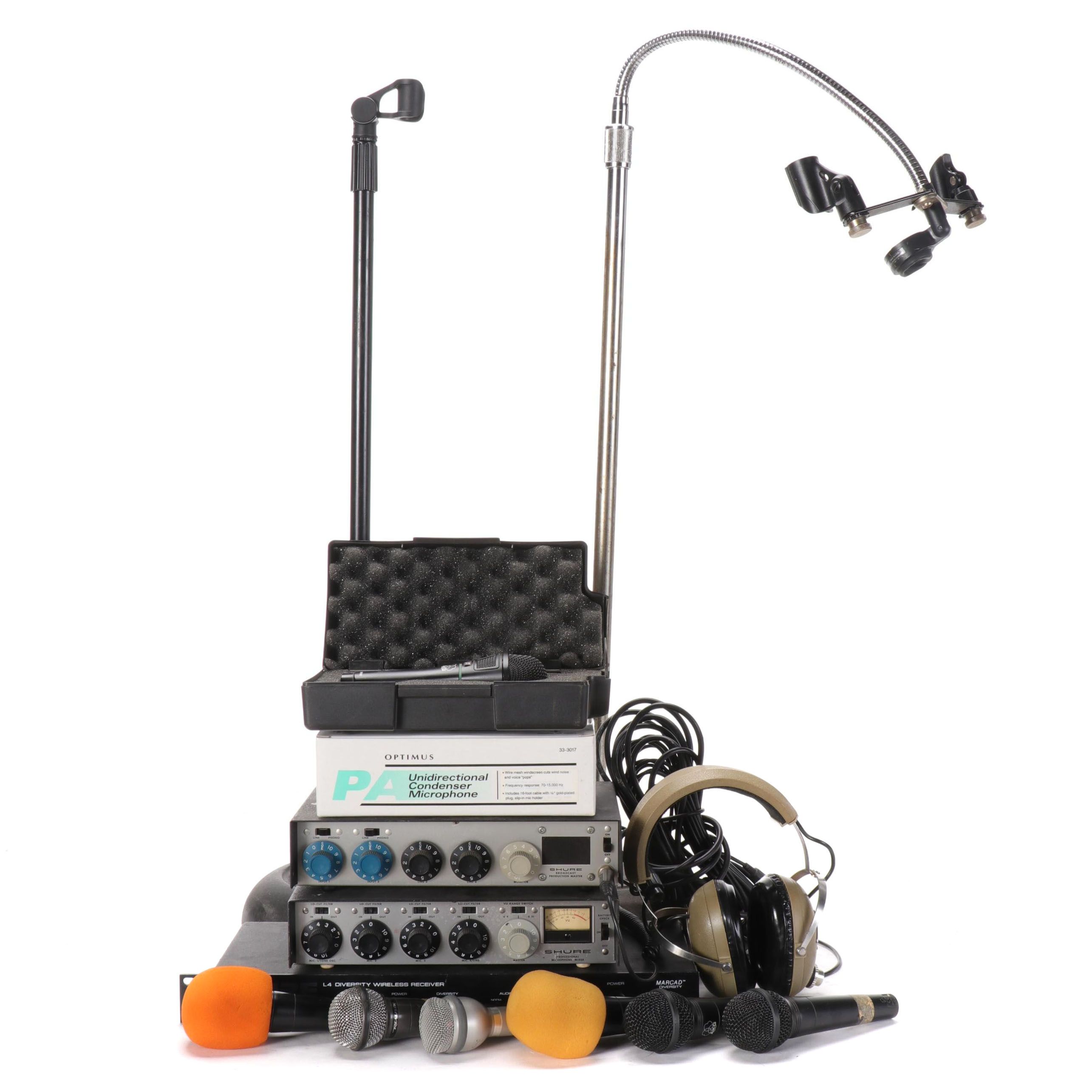Shure Wireless Receiver, Mixers with Optimus, Other Microphones and