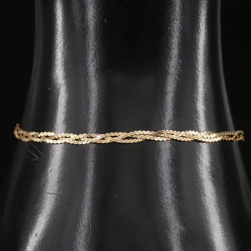 Italian 14K Braided Serpentine Chain Bracelet