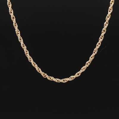 14K Rope Chain Necklace with 10K Clasp