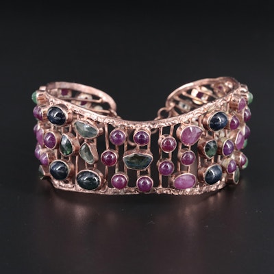 Sterling Gemstone Cuff Bracelet