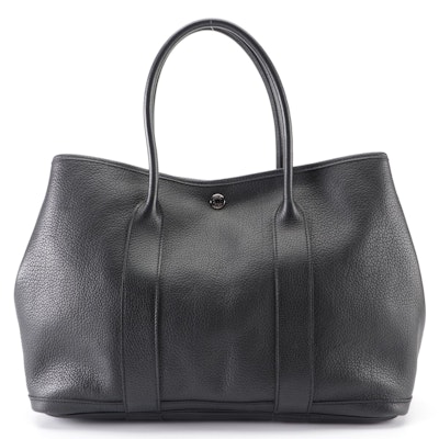 Hermès Garden Party 36 Tote Bag in Black Negonda Calfskin Leather with Box