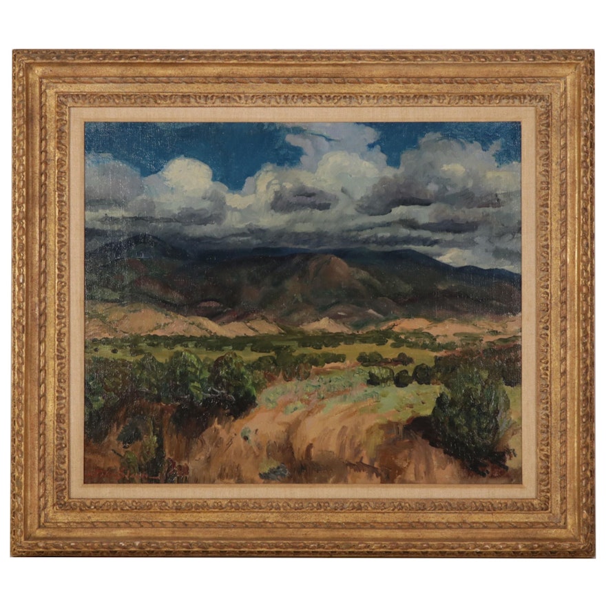 John Sloan Landscape Oil Painting "Off the Nambe Road," 1920