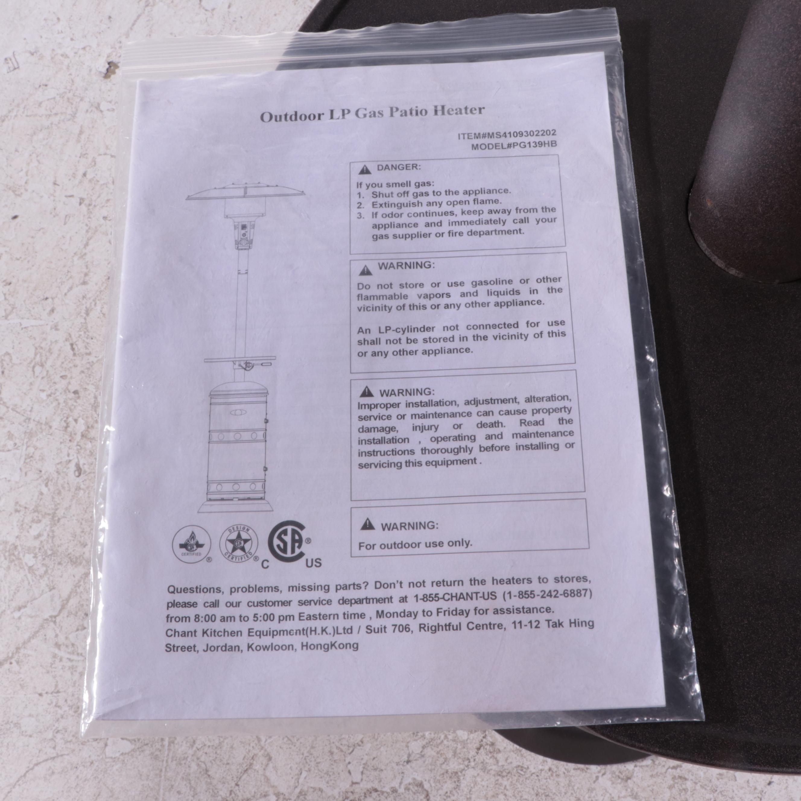 Chant Kitchen Equipment Ltd. Outdoor LP Gas Patio Heater EBTH