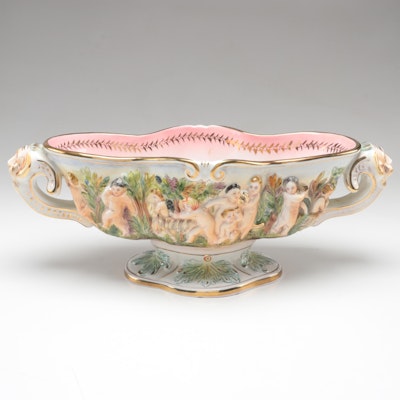 G.B. R. Capodimonte Porcelain Centerpiece Bowl, Mid to Late 20th Century