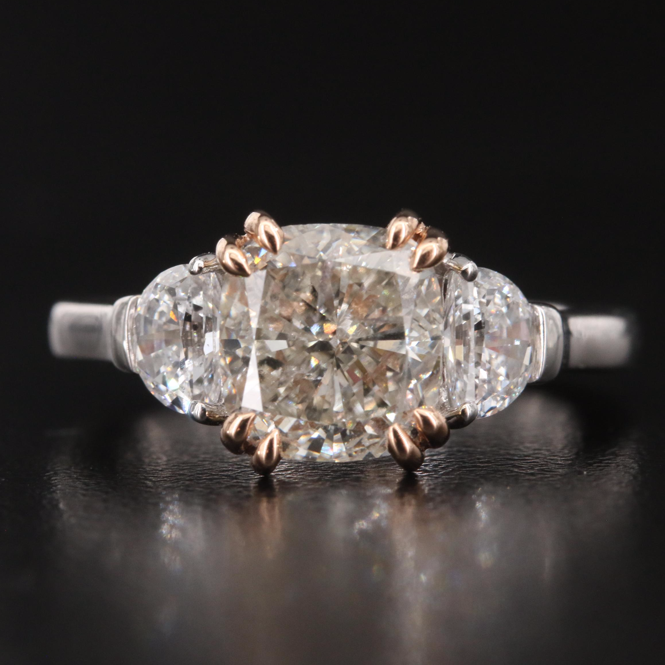 18K 3.72 CTW Lab Grown Diamond Ring with Rose Gold Accents EBTH