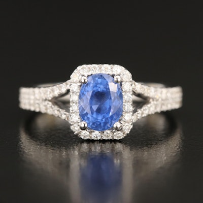 18K 2.04 CT Unheated Ceylon Sapphire and Diamond Ring with GIA Report