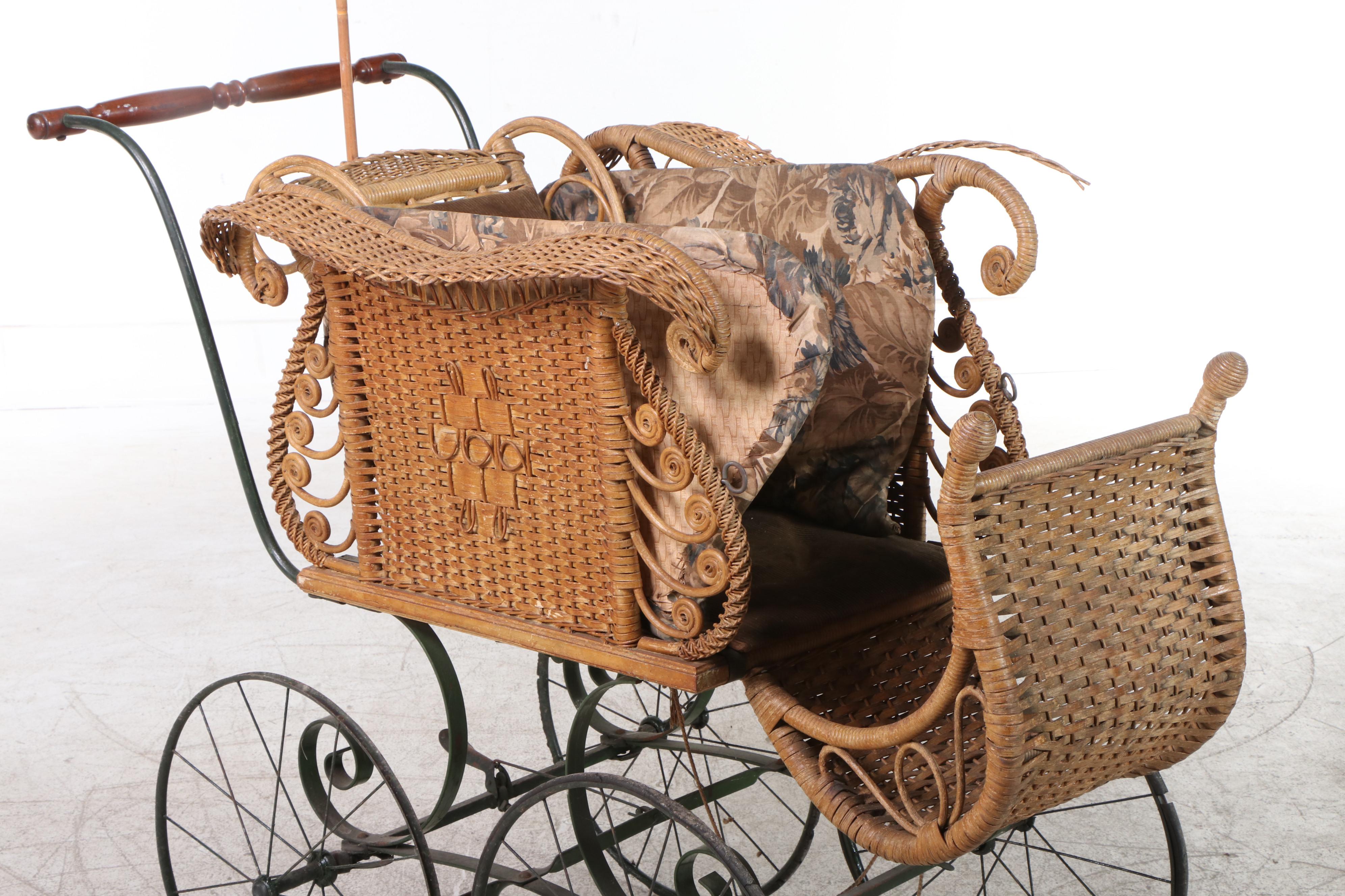 Heywood Brothers & Wakefield Company Late Victorian Wicker Upright Baby