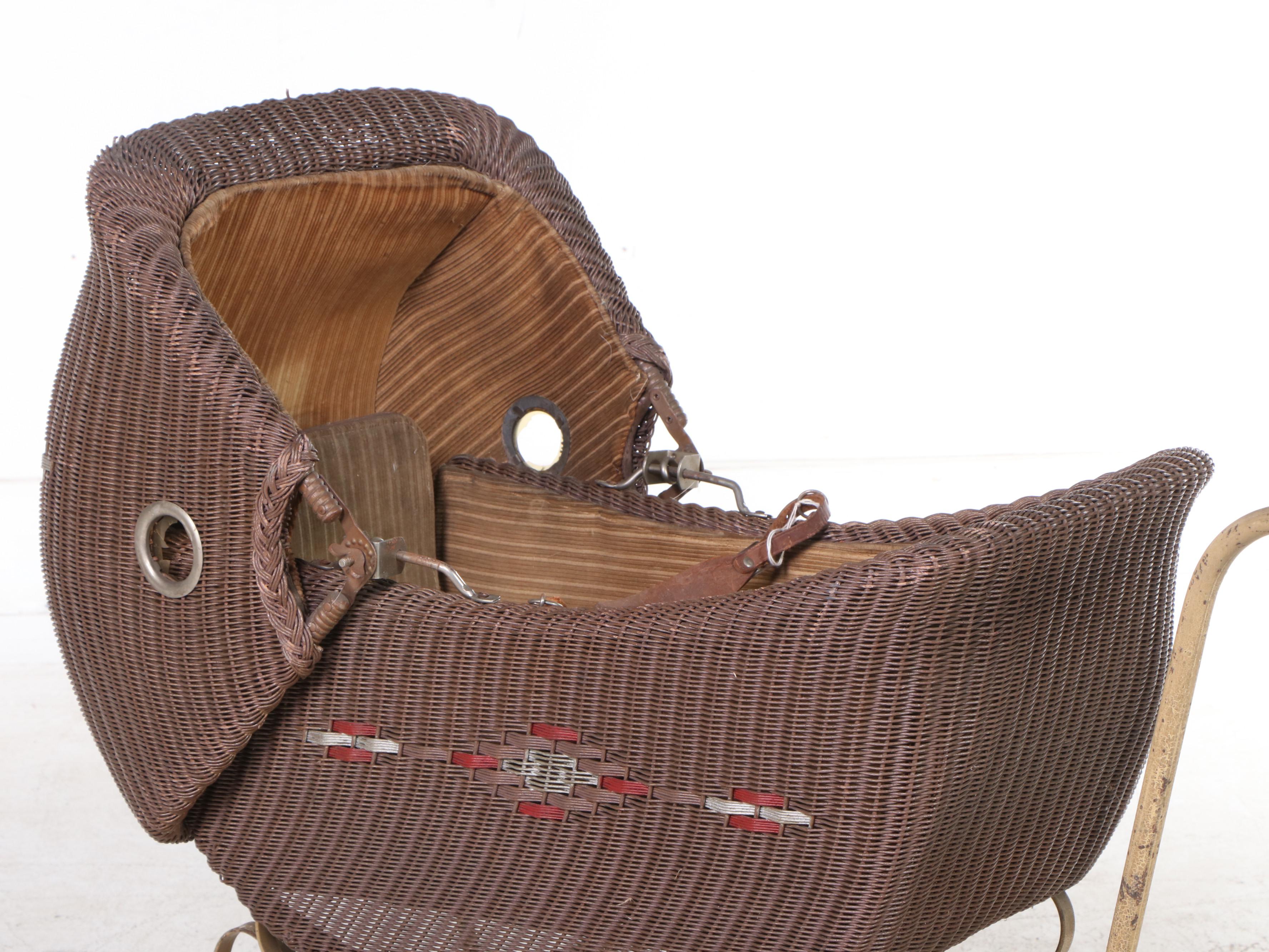 HeywoodWakefield Wicker Baby Carriage, Early 20th Century EBTH