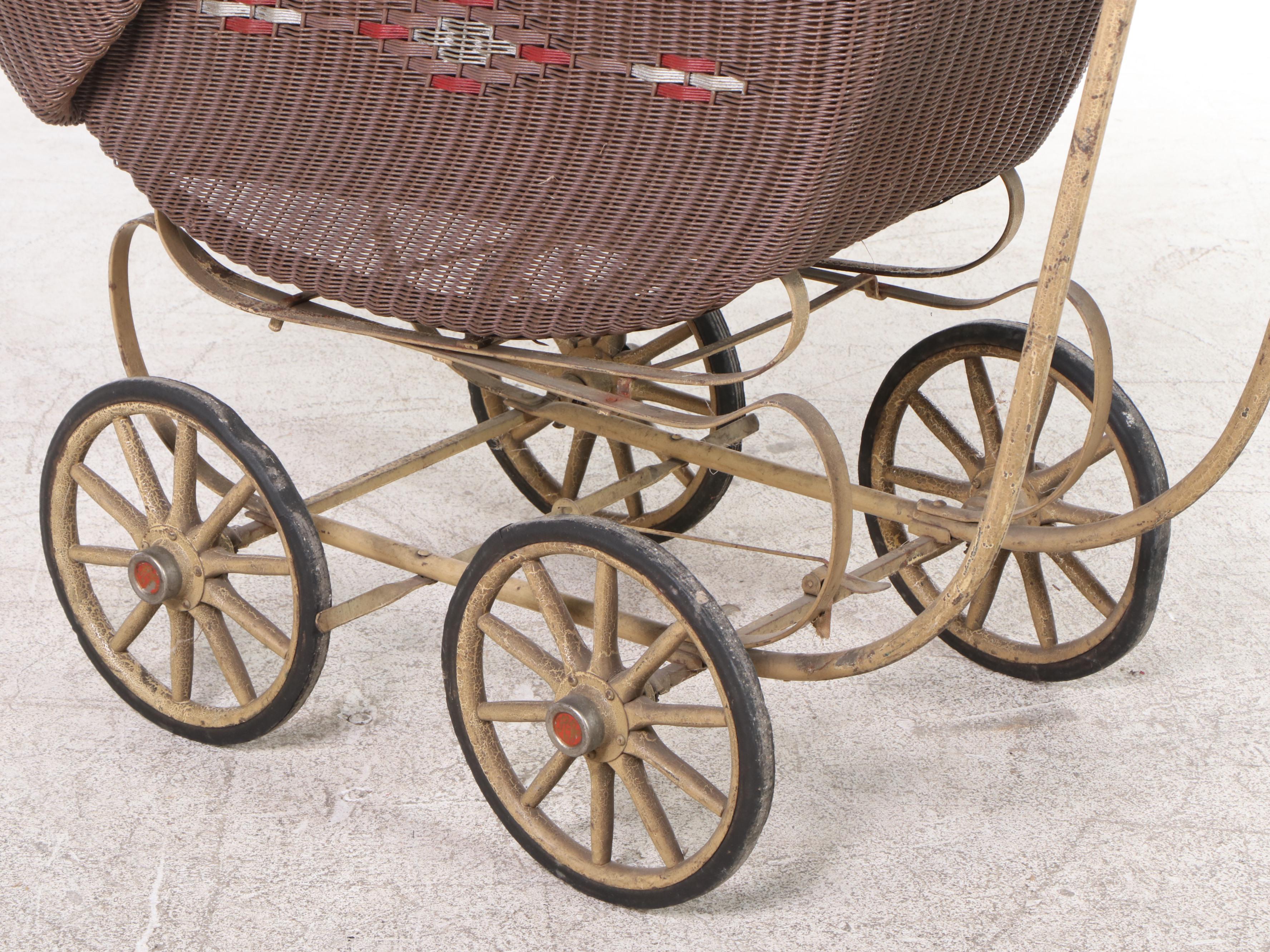 HeywoodWakefield Wicker Baby Carriage, Early 20th Century EBTH