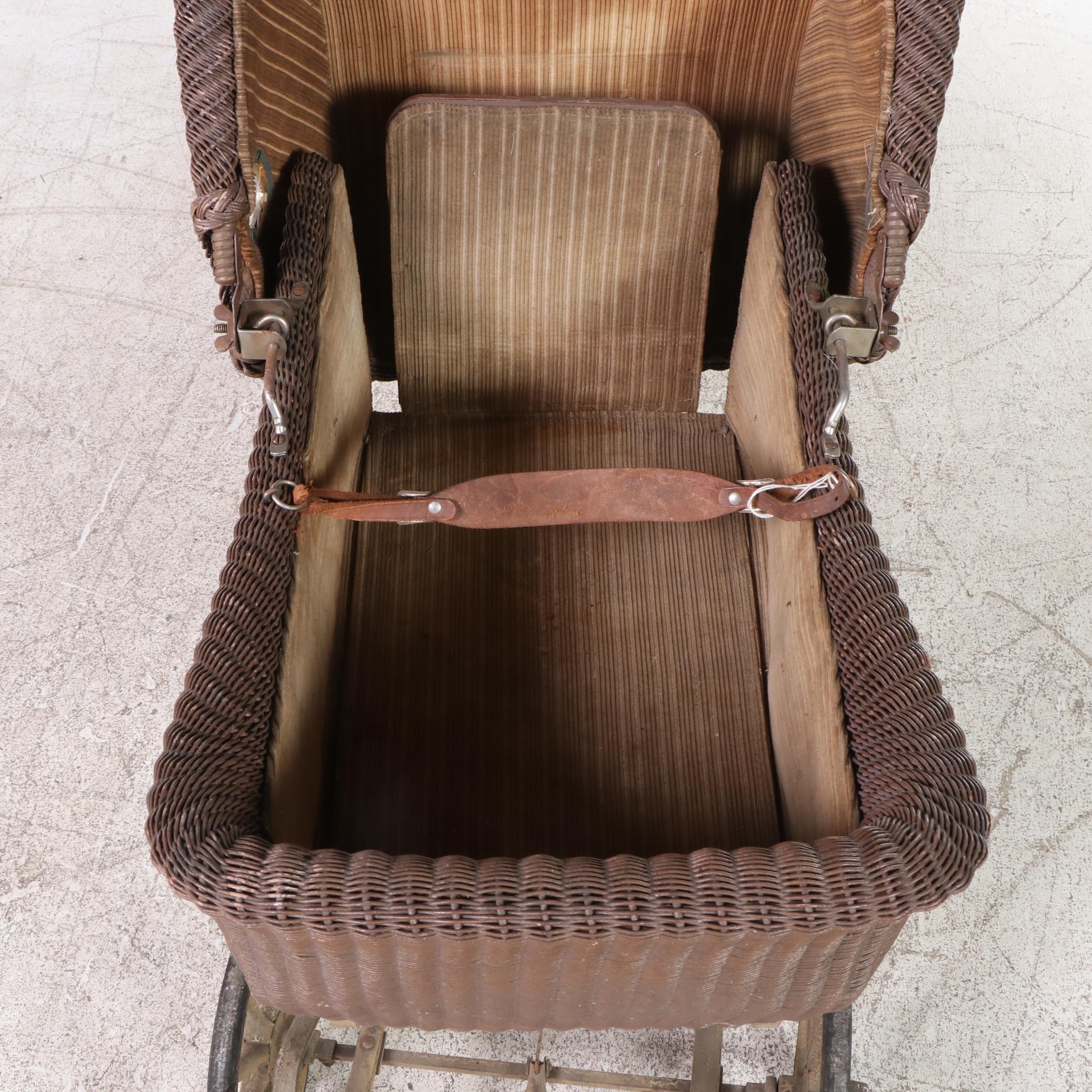 HeywoodWakefield Wicker Baby Carriage, Early 20th Century EBTH