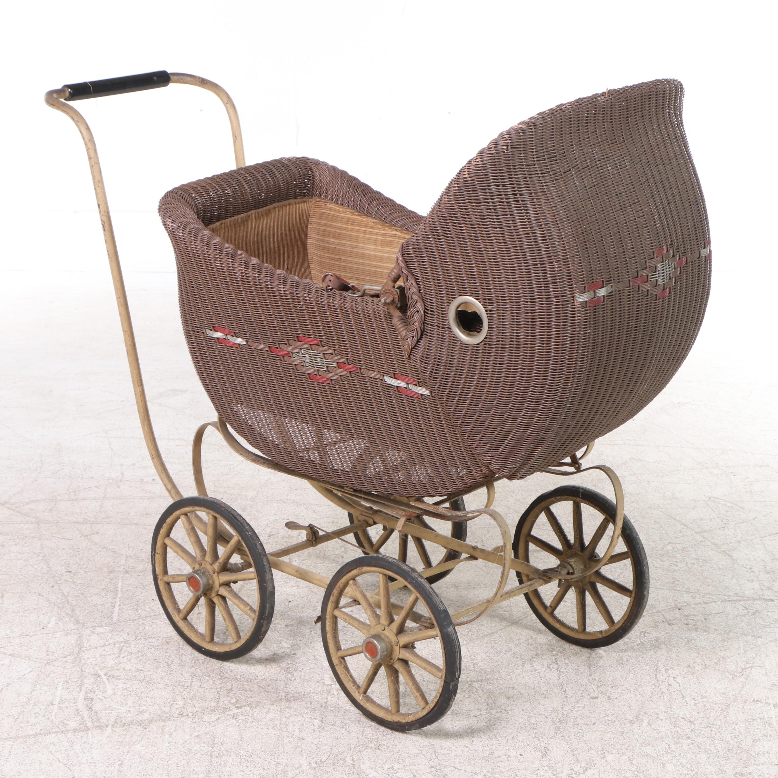 HeywoodWakefield Wicker Baby Carriage, Early 20th Century EBTH