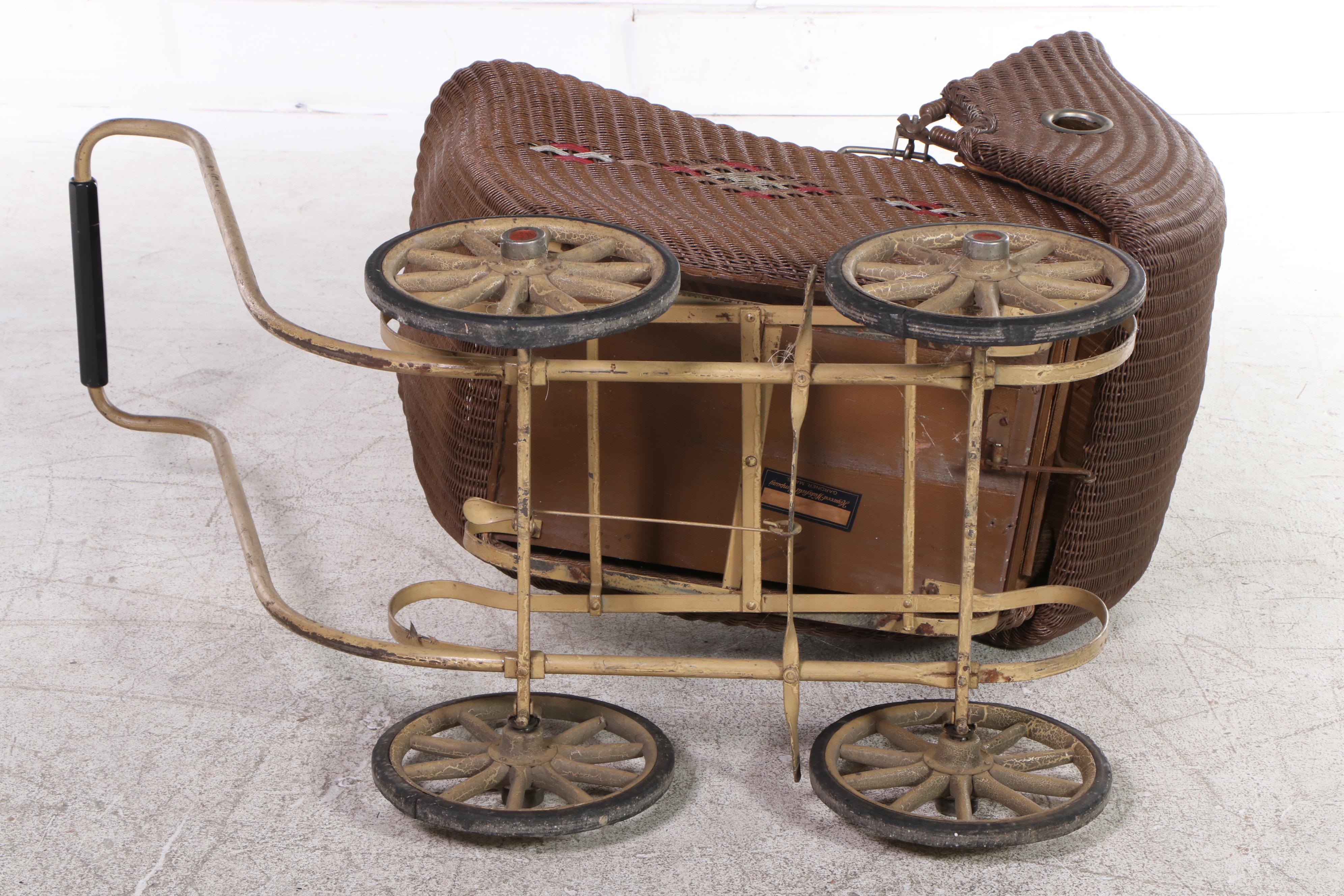 HeywoodWakefield Wicker Baby Carriage, Early 20th Century EBTH