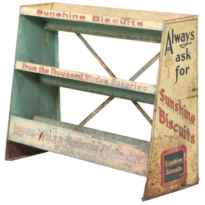 Loose-Wiles "Sunshine Biscuits" Painted and Lithographed Metal Display Rack
