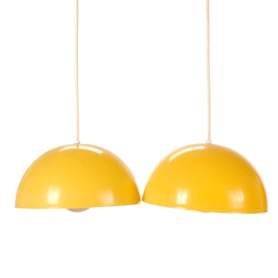 Virden Lighting Mid Century Modern Yellow Acrylic Dome Shade Pendants