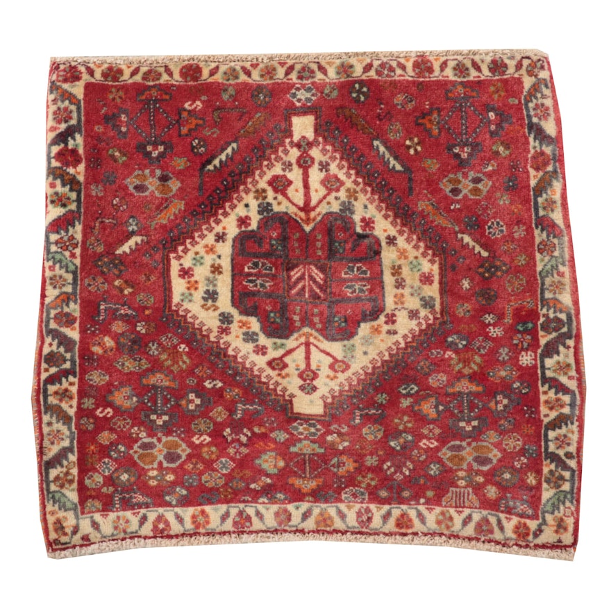 2'1 x 2'4 Hand-Knotted Persian Qashqai Floor Mat