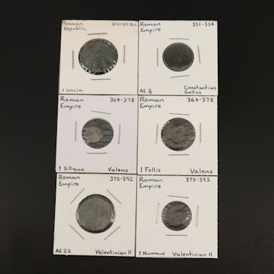 Six Ancient Roman Coins