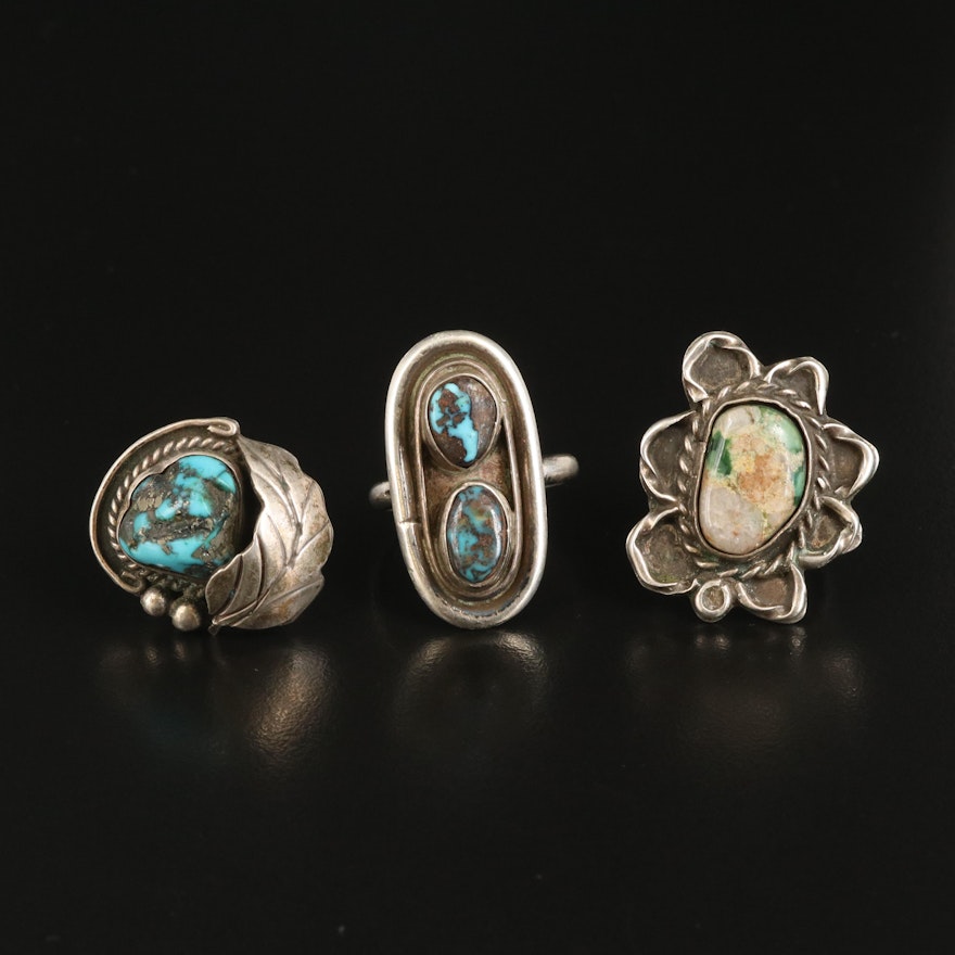 Southwestern Sterling Turquoise Rings