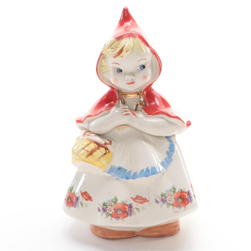 Hull "Little Red Riding Hood" Figural Ceramic Cookie Jar, Mid-20th Century