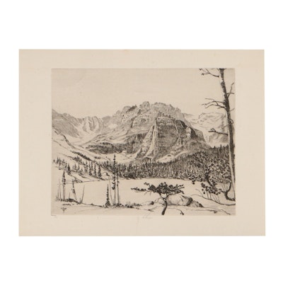 Lee Sturges Wilderness Etching "Nature's Architecture," 1932