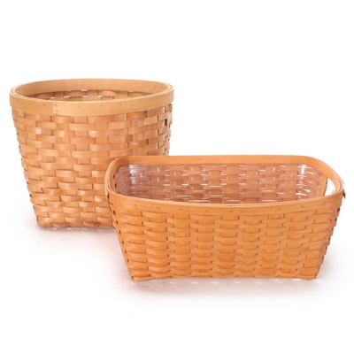Longaberger Maple Woven Handled Basket with Other Woven Round Basket